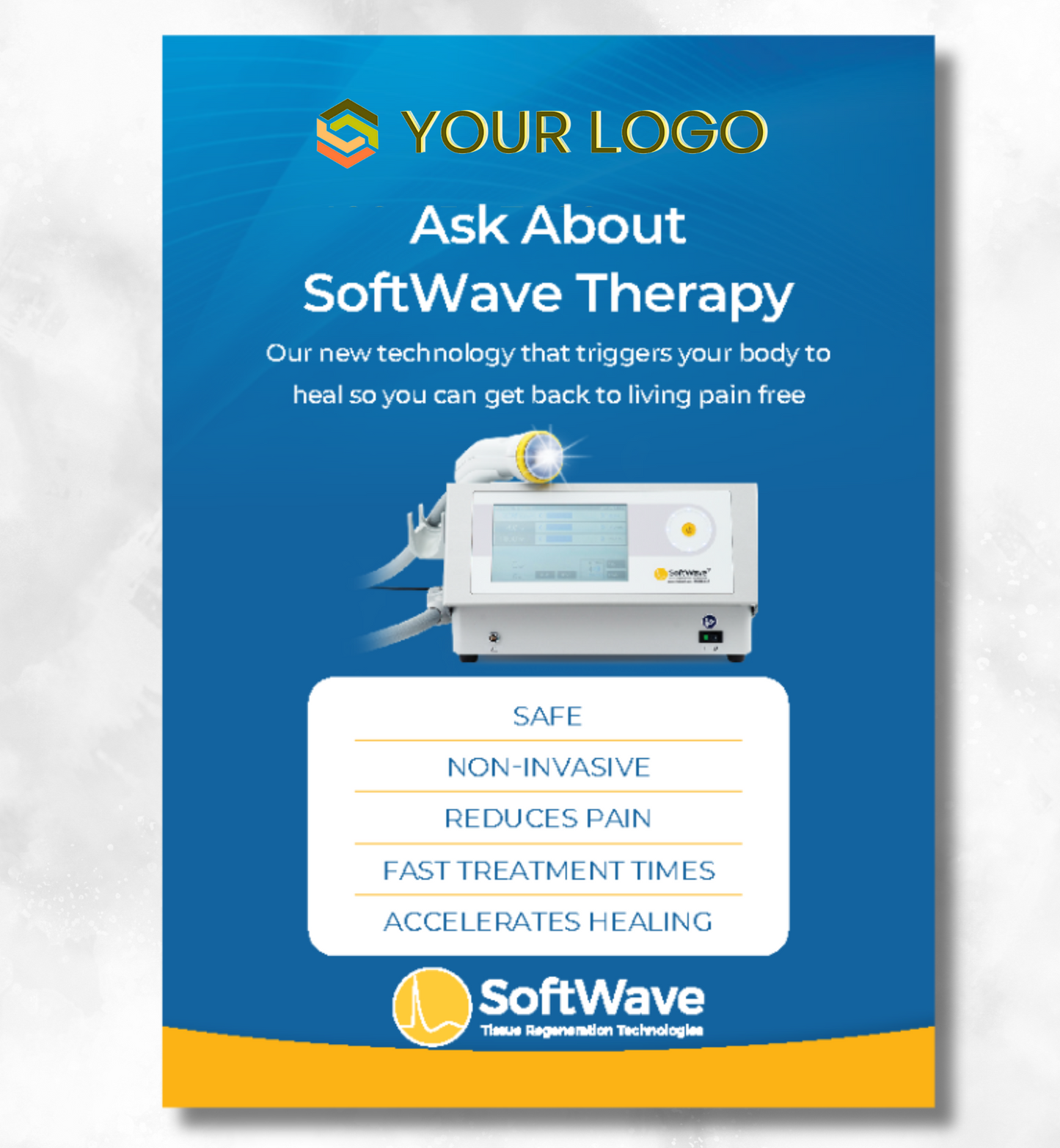 7" x 5" Custom SoftWave Postcard: Ask About SoftWave Technology (Design 1-Customizable)