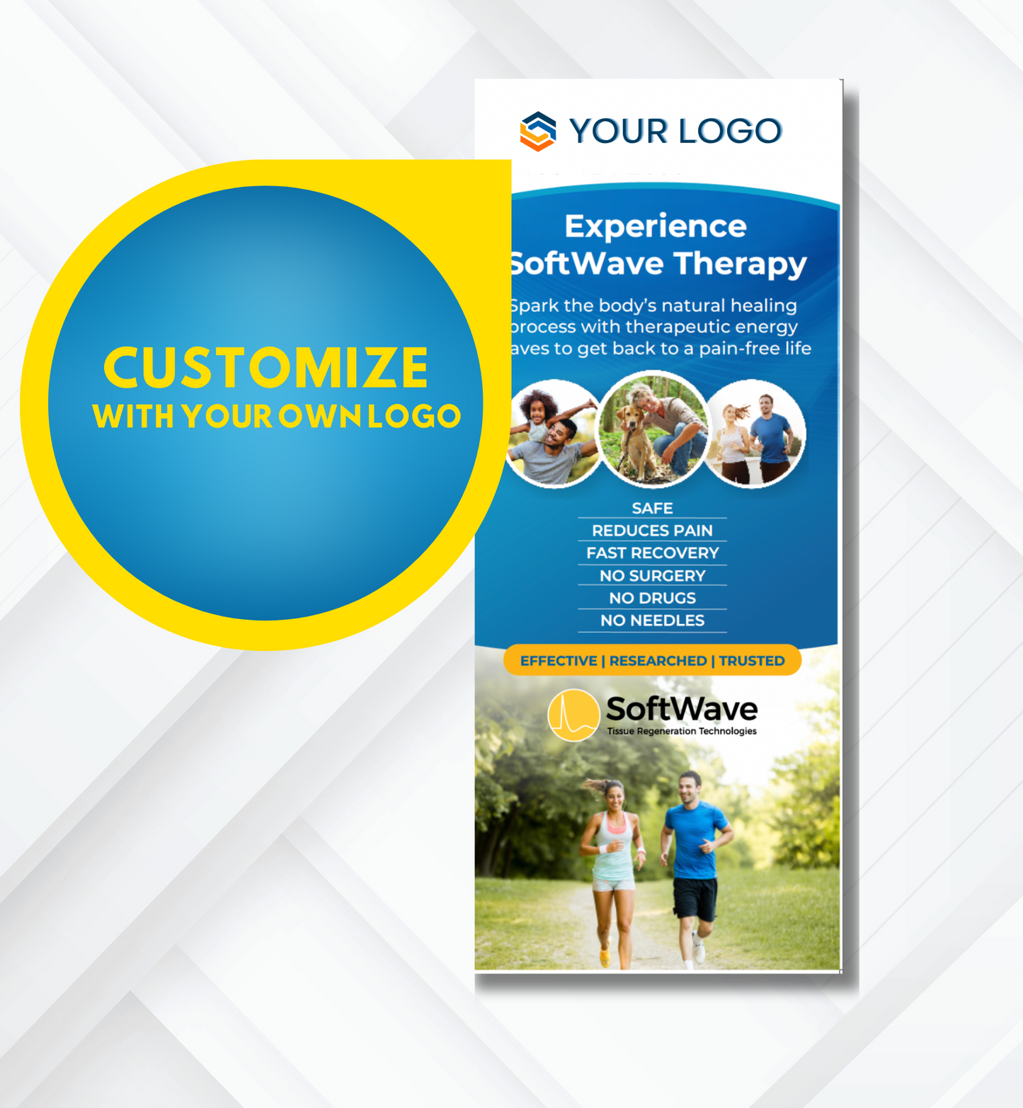 34" x 81" Customizable SoftWave Retractable Banner: Experience Softwave (Design 1)