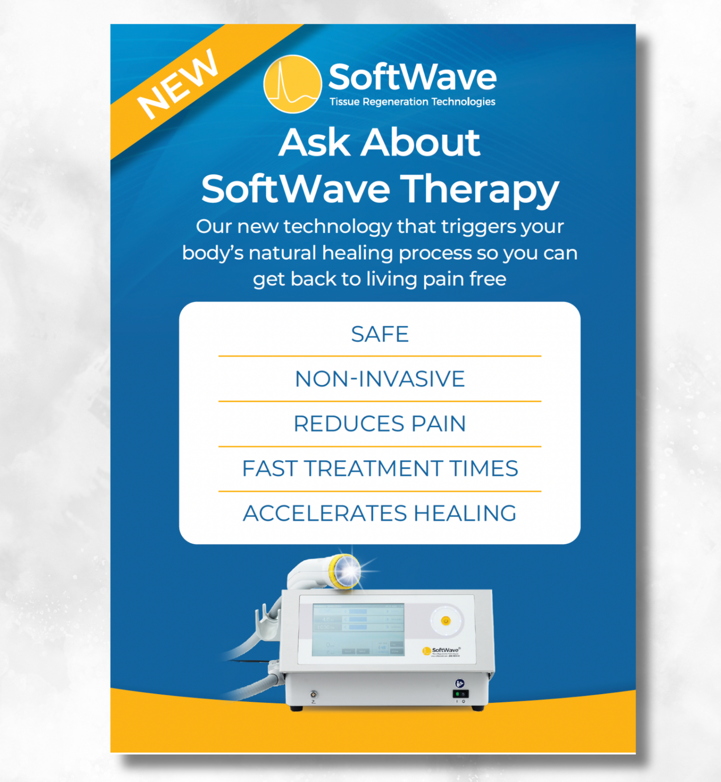 7" x 5" SoftWave Postcard: Ask About SoftWave Technology (Design 3)