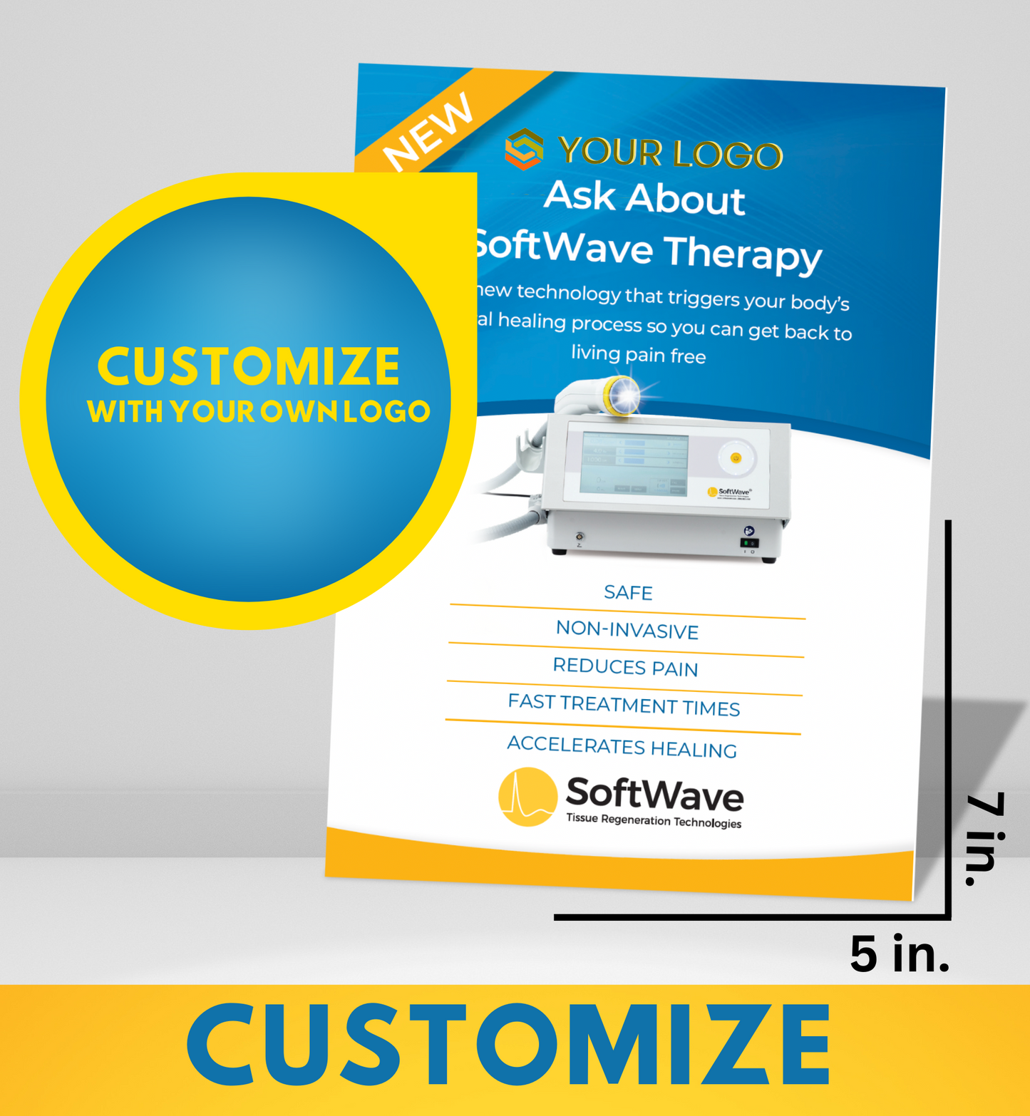 7" x 5" Custom SoftWave Postcard: Ask About SoftWave Technology (Design 4-Customizable)