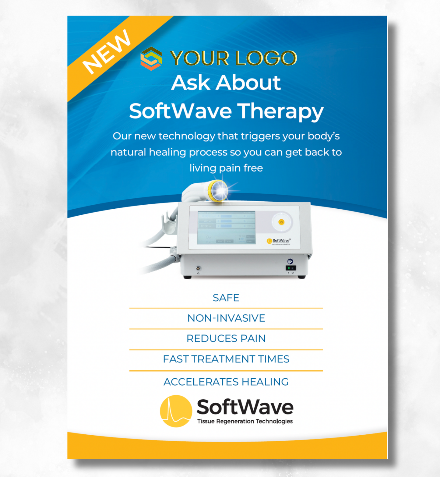 7" x 5" Custom SoftWave Postcard: Ask About SoftWave Technology (Design 4-Customizable)