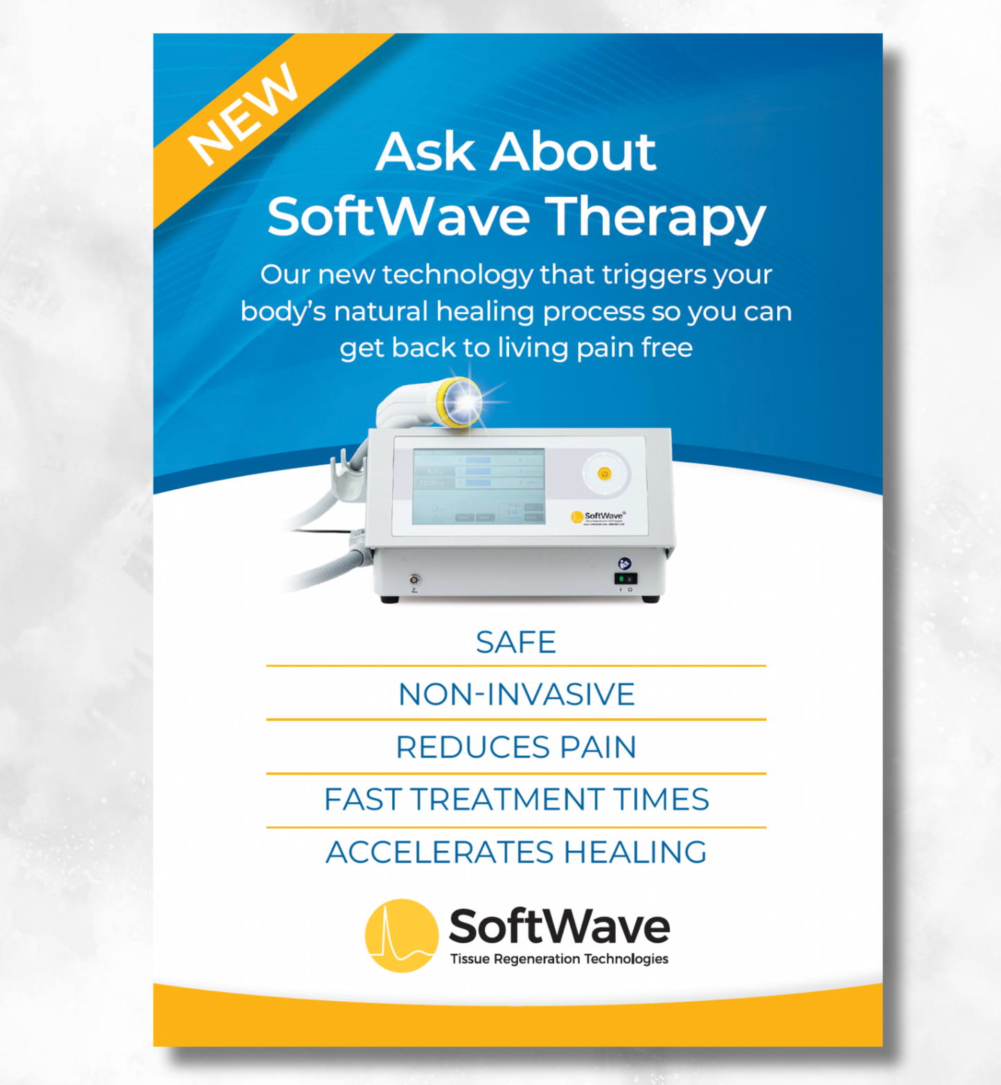 7" x 5" SoftWave Postcard: Ask About SoftWave Technology (Design 4)