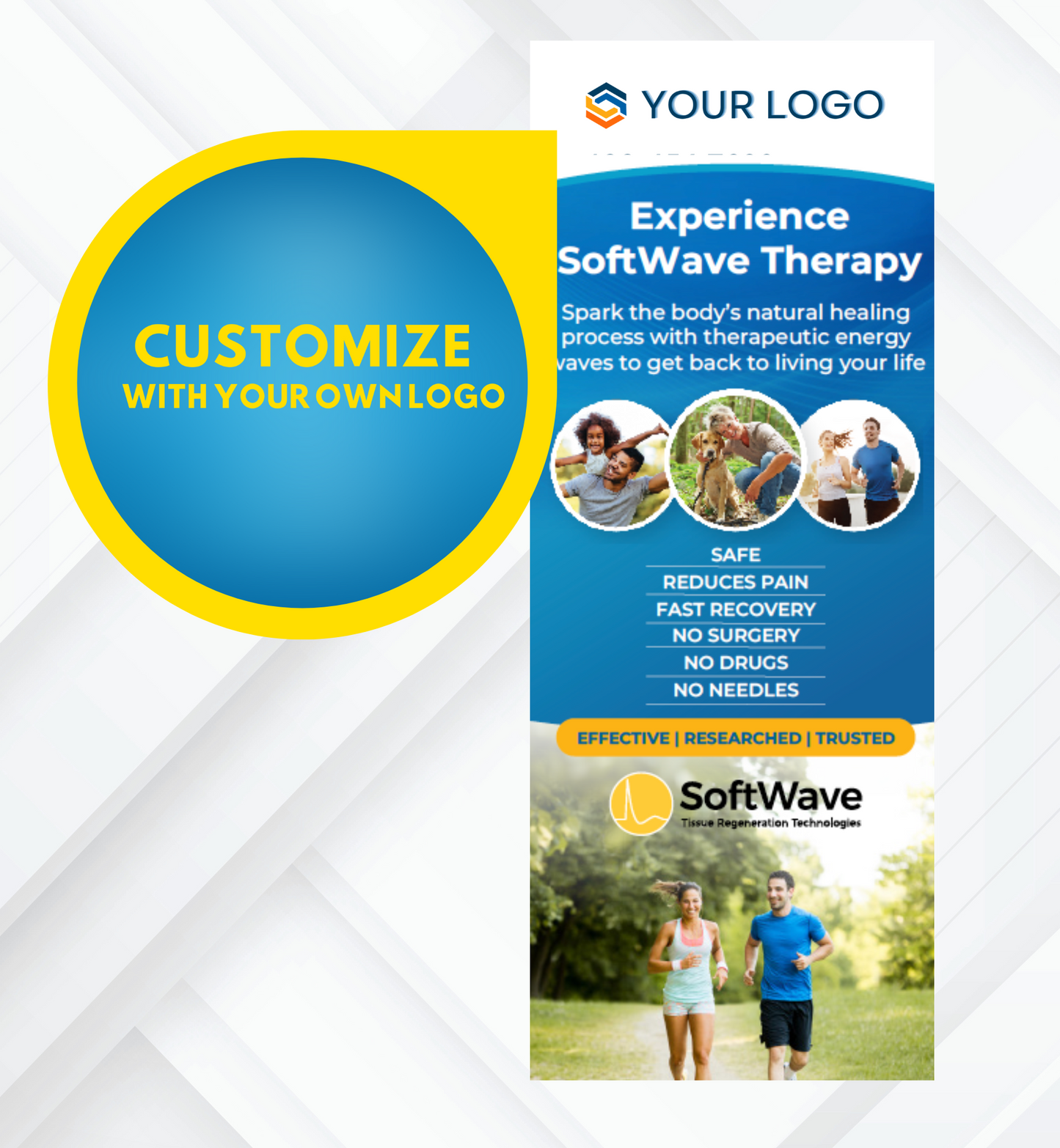 34" x 81" Customizable SoftWave Retractable Banner: Experience SoftWave (Design 3)