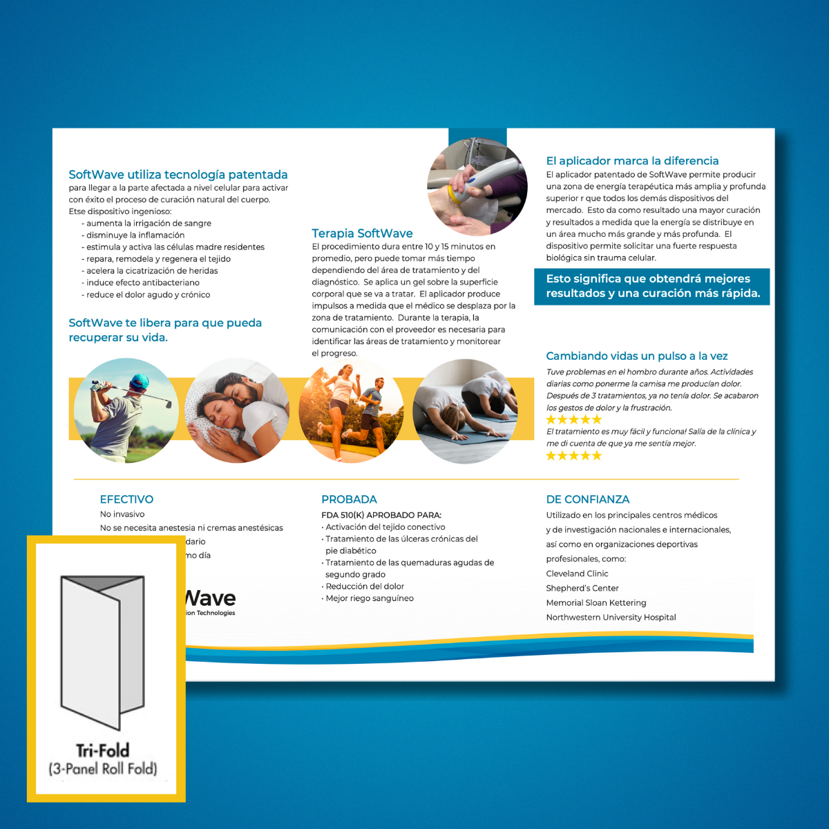 8.5" x 11" Custom Spanish SoftWave Trifold Brochure