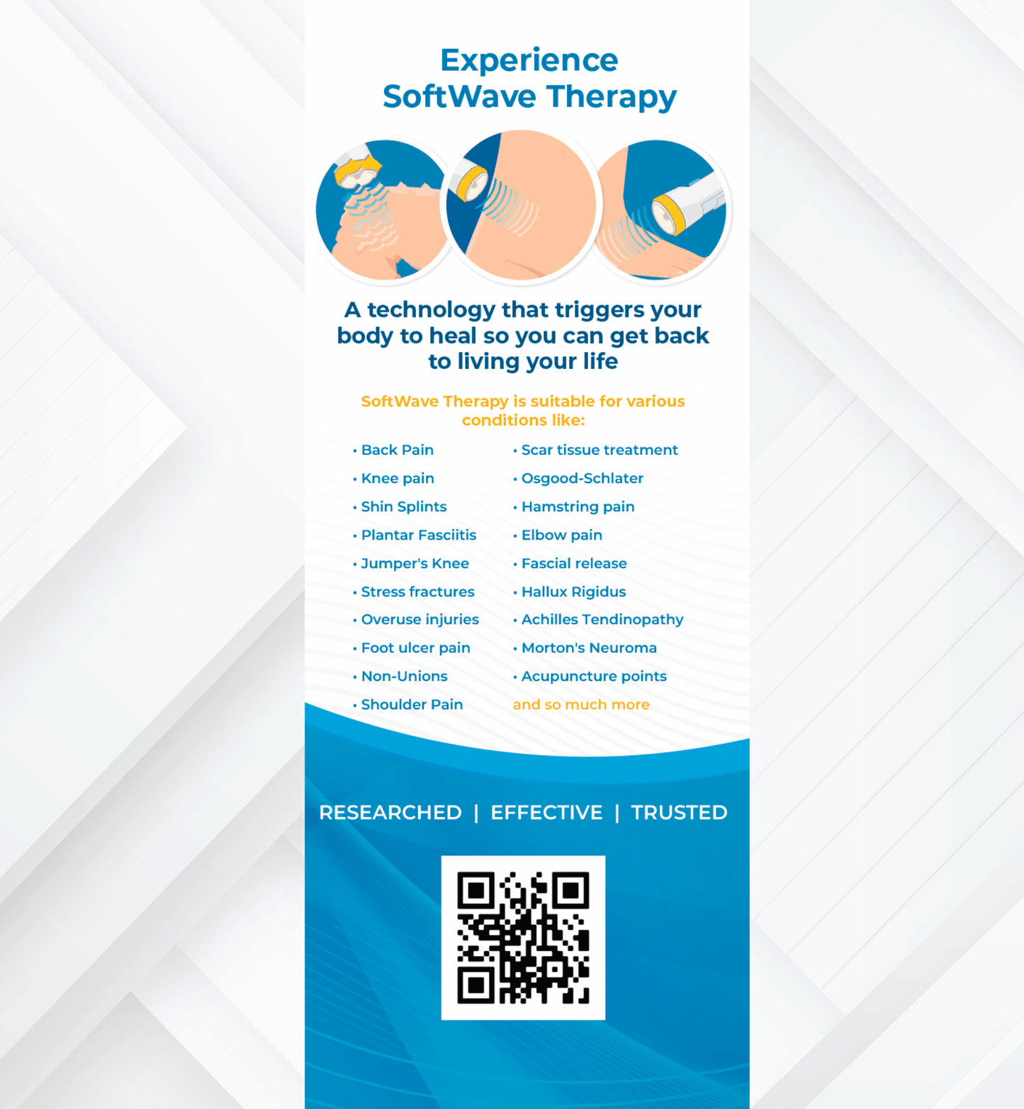 34" x 81" SoftWave Retractable Banner: Experience SoftWave Therapy (Design 4)