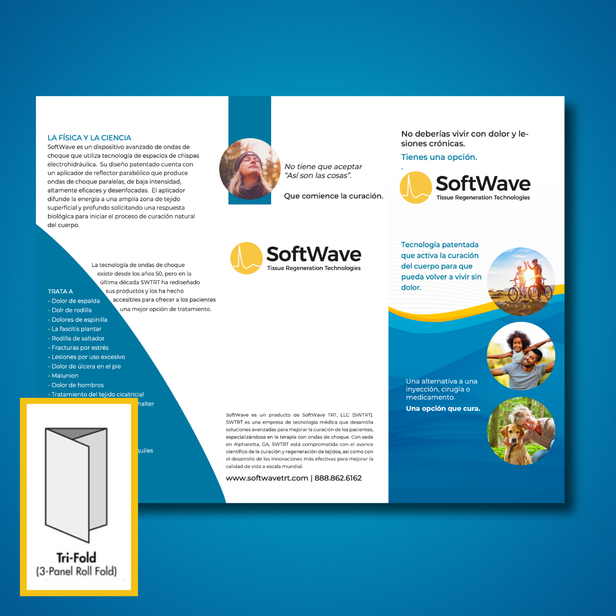 8.5" x 11" Custom Spanish SoftWave Trifold Brochure