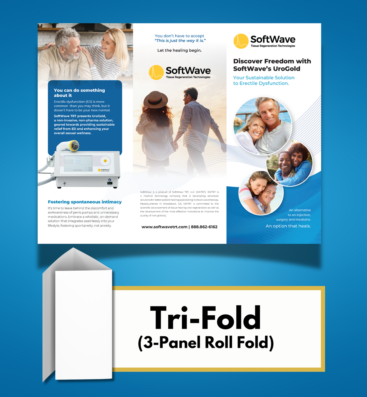8.5" x 11" SoftWave Trifold Brochure: Discover Freedom with SoftWave UroGold