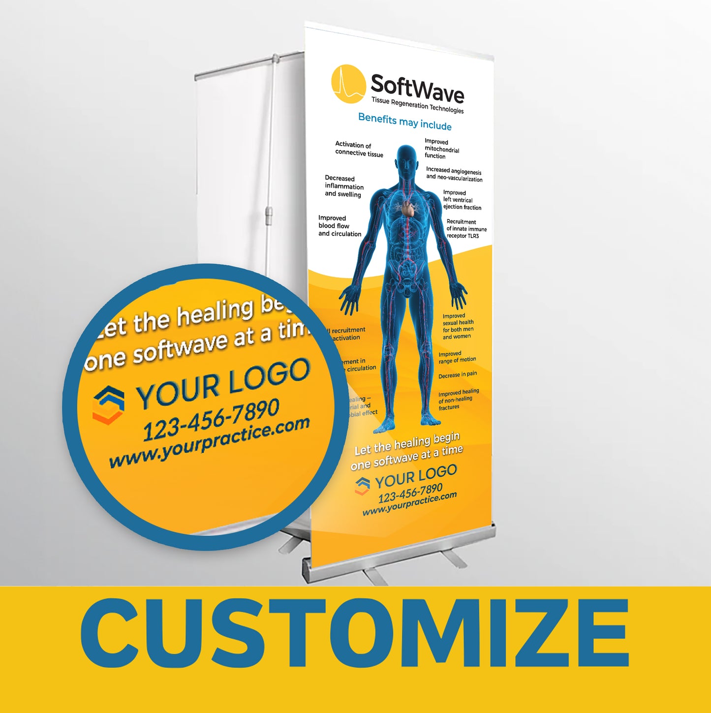 34"x81" Customized SoftWave Retractable Banner Stand