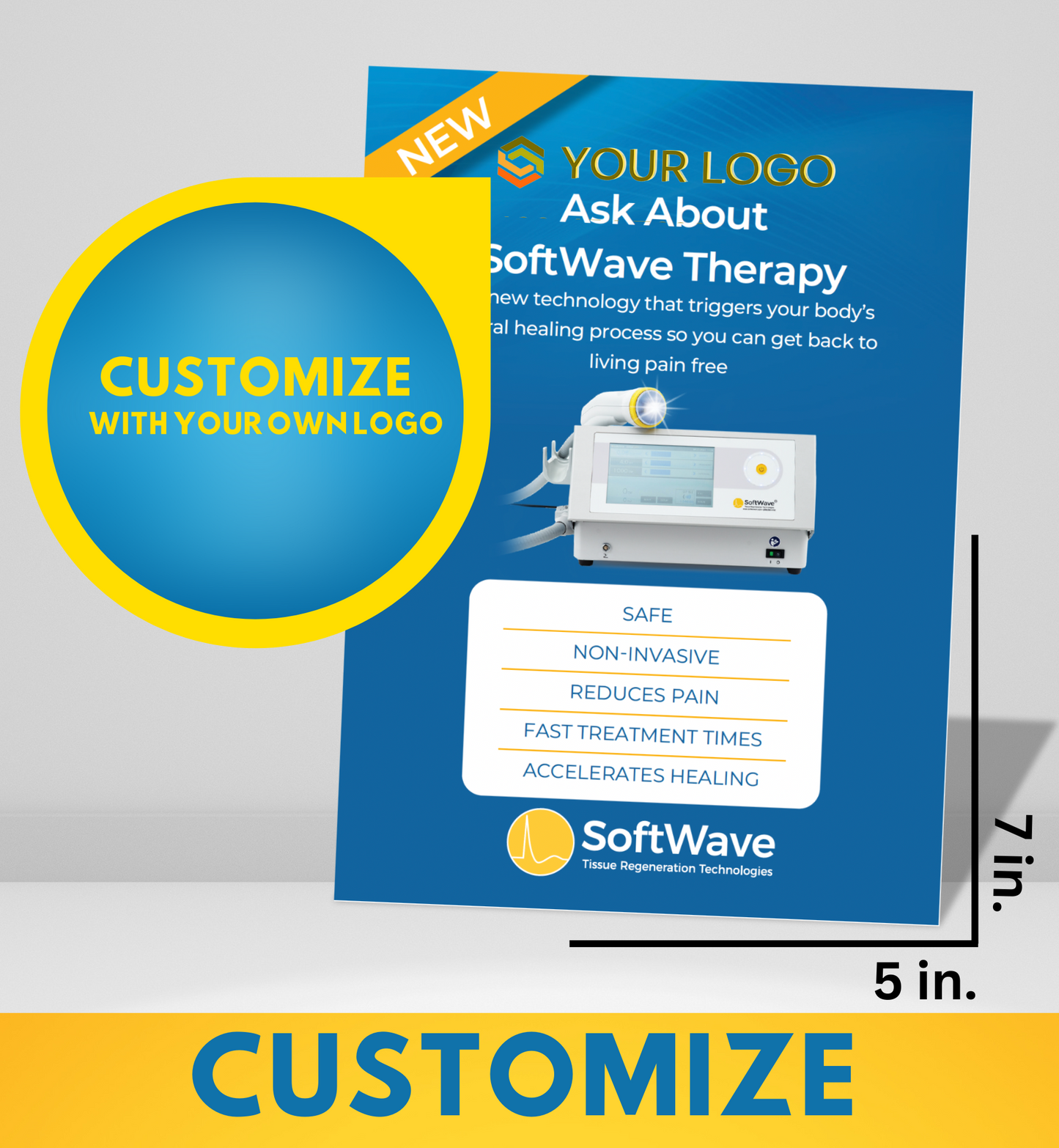 7" x 5" Custom SoftWave Postcard: Ask About SoftWave Technology (Design 2-Customizable)