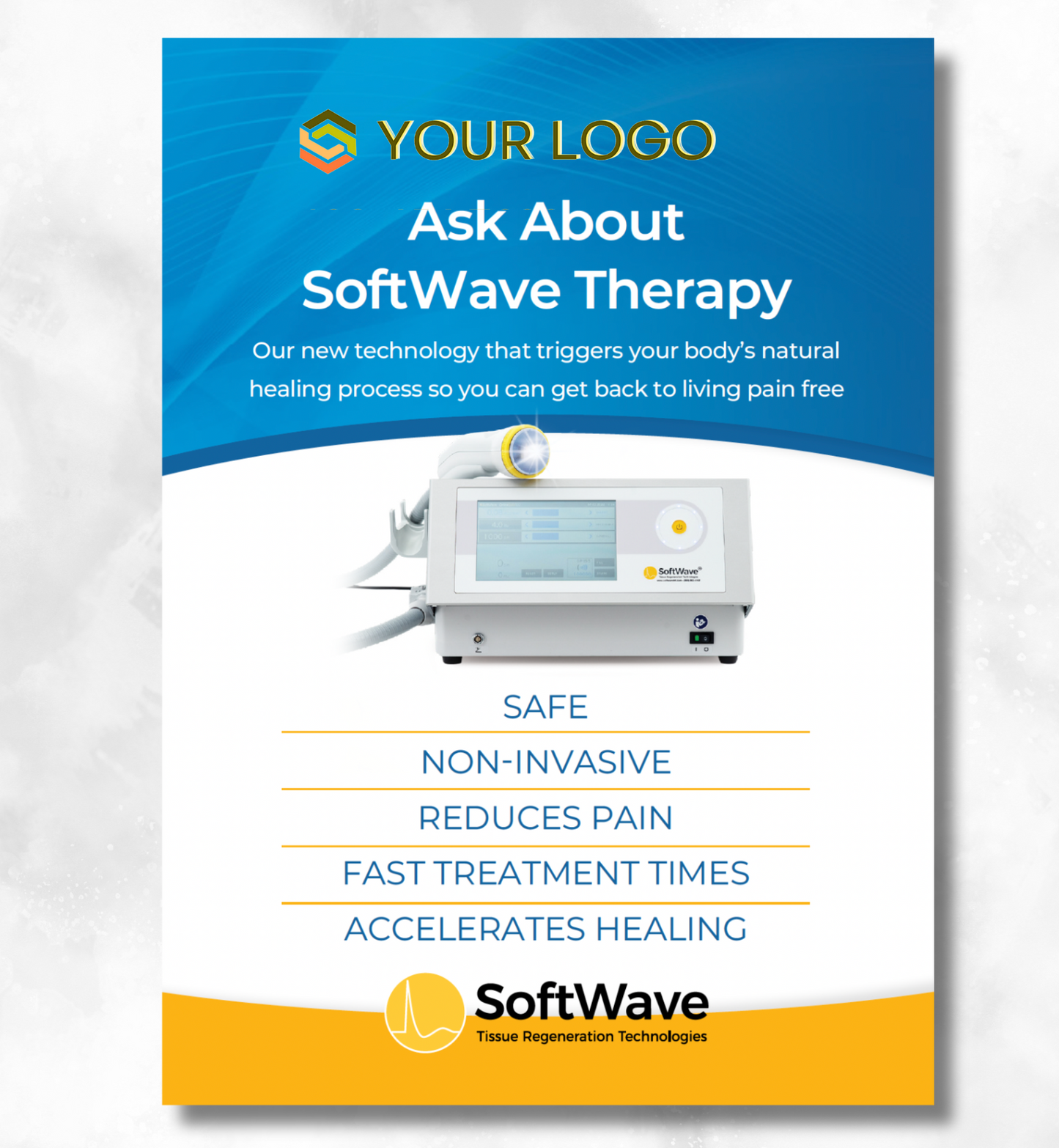 7" x 5" Custom SoftWave Postcard: Ask About SoftWave Technology (Design 3-Customizable)