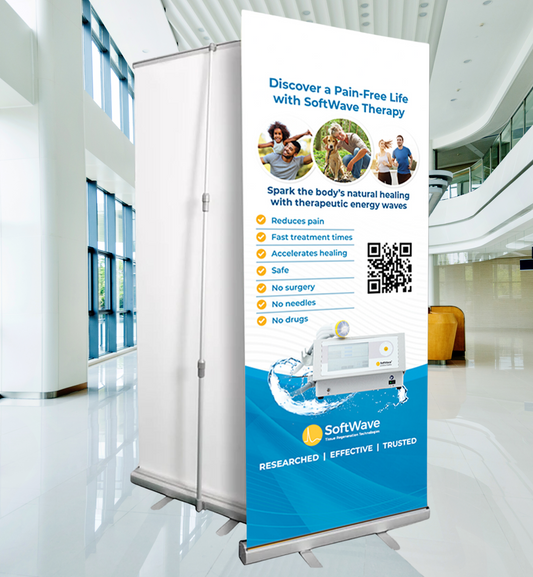 34" x 81" SoftWave Retractable Banner: Experience Softwave (Design 1)