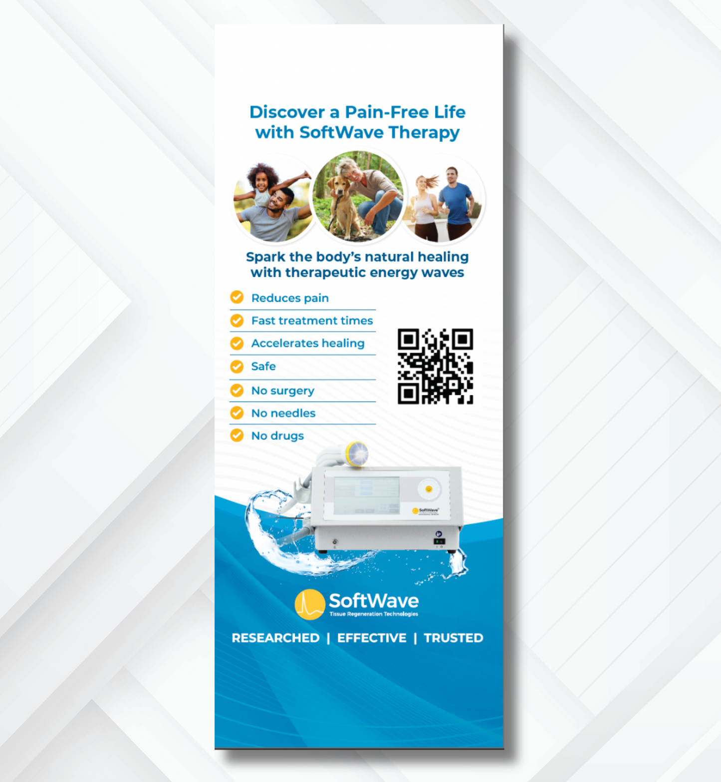 34" x 81" SoftWave Retractable Banner: Experience Softwave (Design 1)