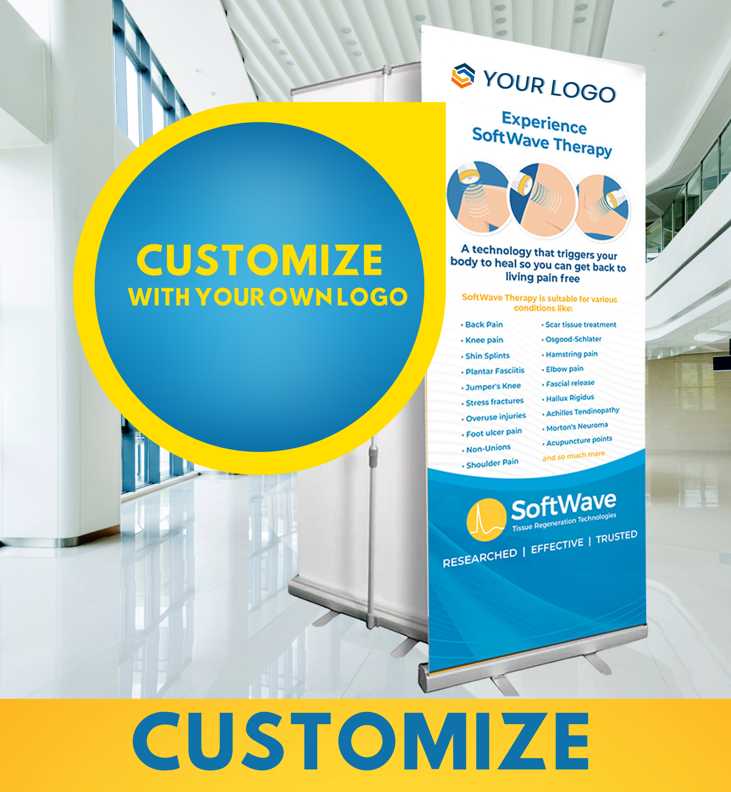 34" x 81" Customizable SoftWave Retractable Banner: Experience Softwave (Design 2)