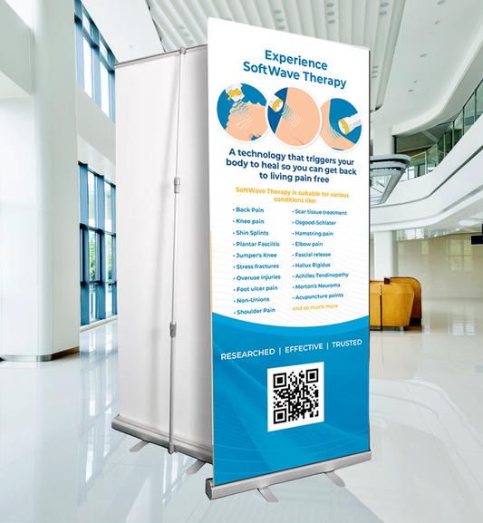 34" x 81" SoftWave Retractable Banner: Experience Softwave (Design 2)