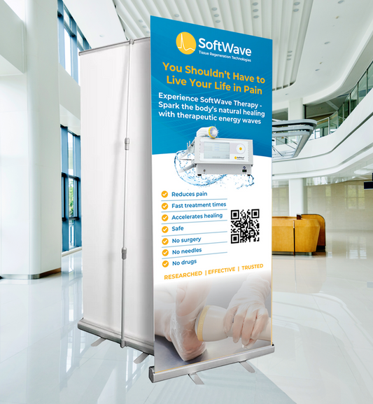 34" x 81" SoftWave Retractable Banner: You Shouldn't Have to Live Your Life in Pain