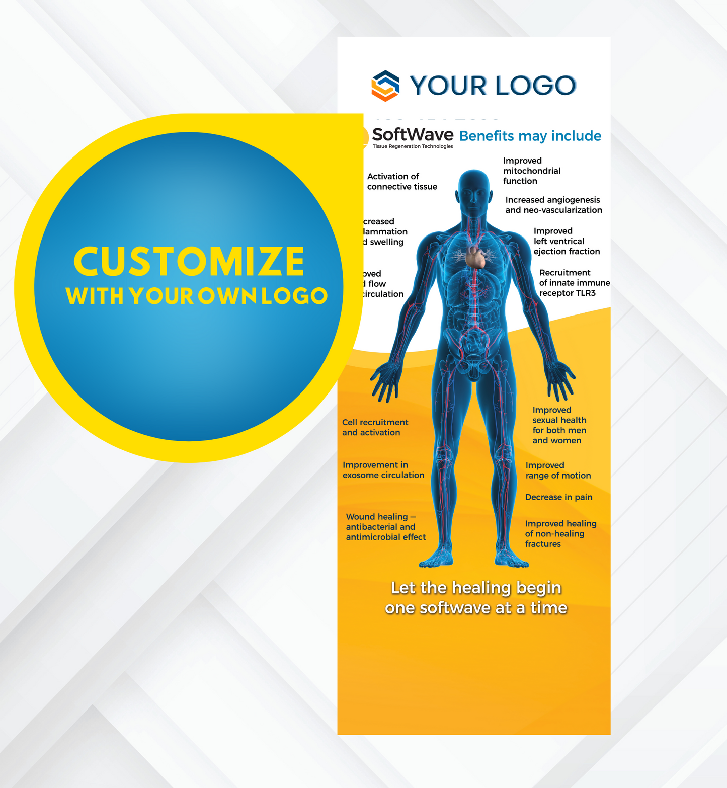 34" x 81" Customizable SoftWave Retractable Banner: Softwave Benefits Body Visual