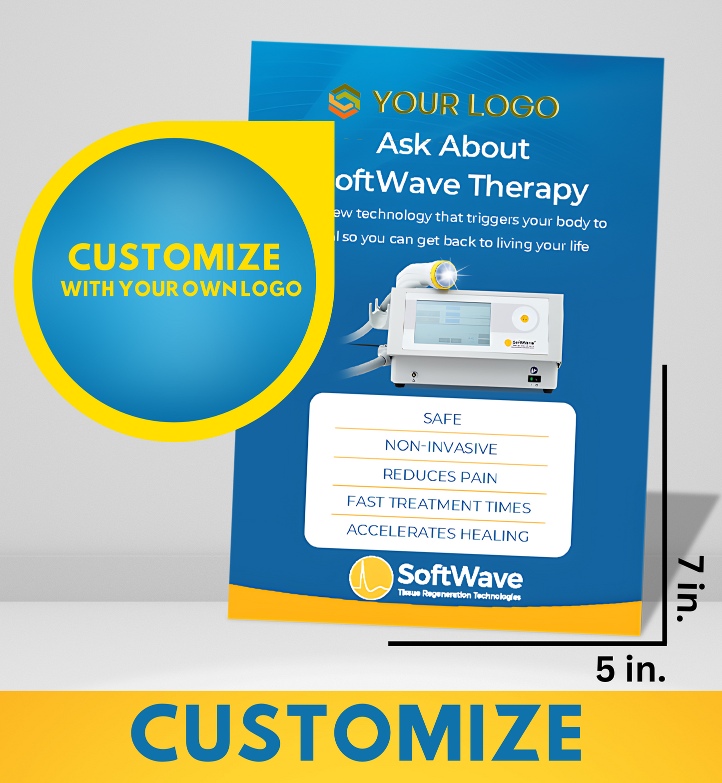 7" x 5" Custom SoftWave Postcard: Ask About SoftWave Technology (Design 5-Customizable)