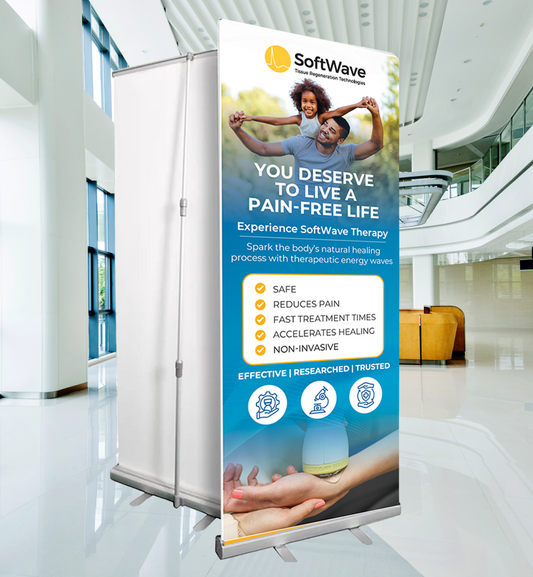 34" x 81" SoftWave Retractable Banner: You Deserve to Live a Pain-Free Life (Design 2)