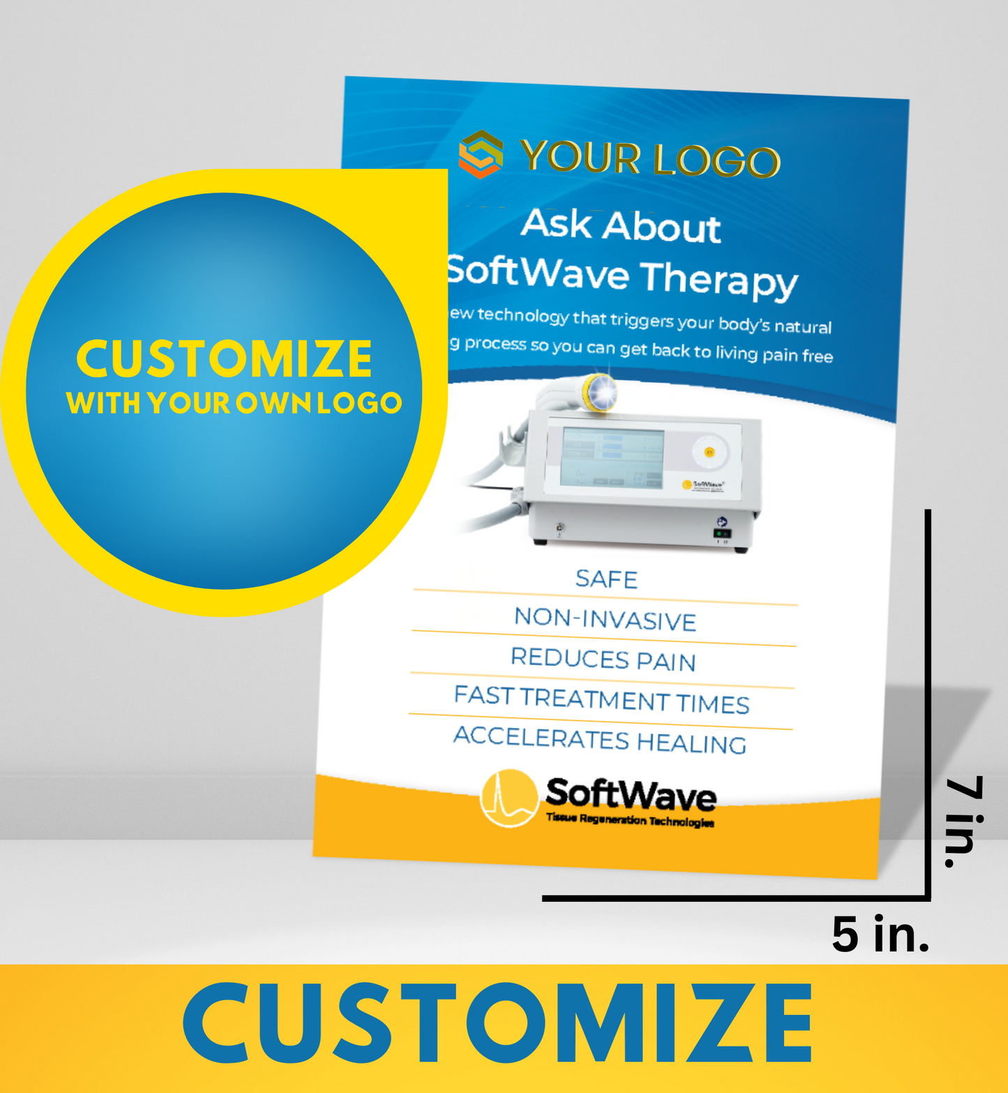 7" x 5" Custom SoftWave Postcard: Ask About SoftWave Technology (Design 7-Customizable)