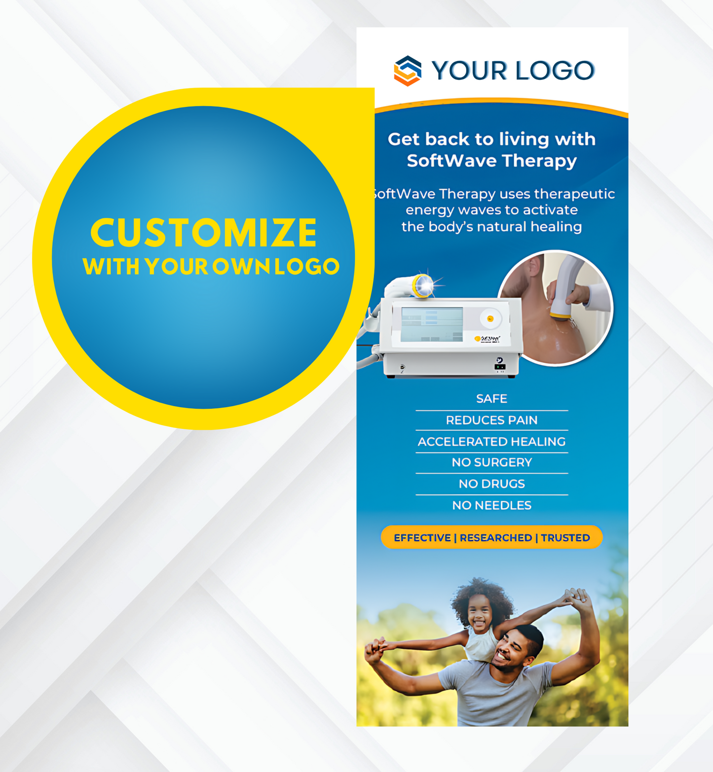 34" x 81" Customizable SoftWave Retractable Banner: Get Back to Living (Design 1)