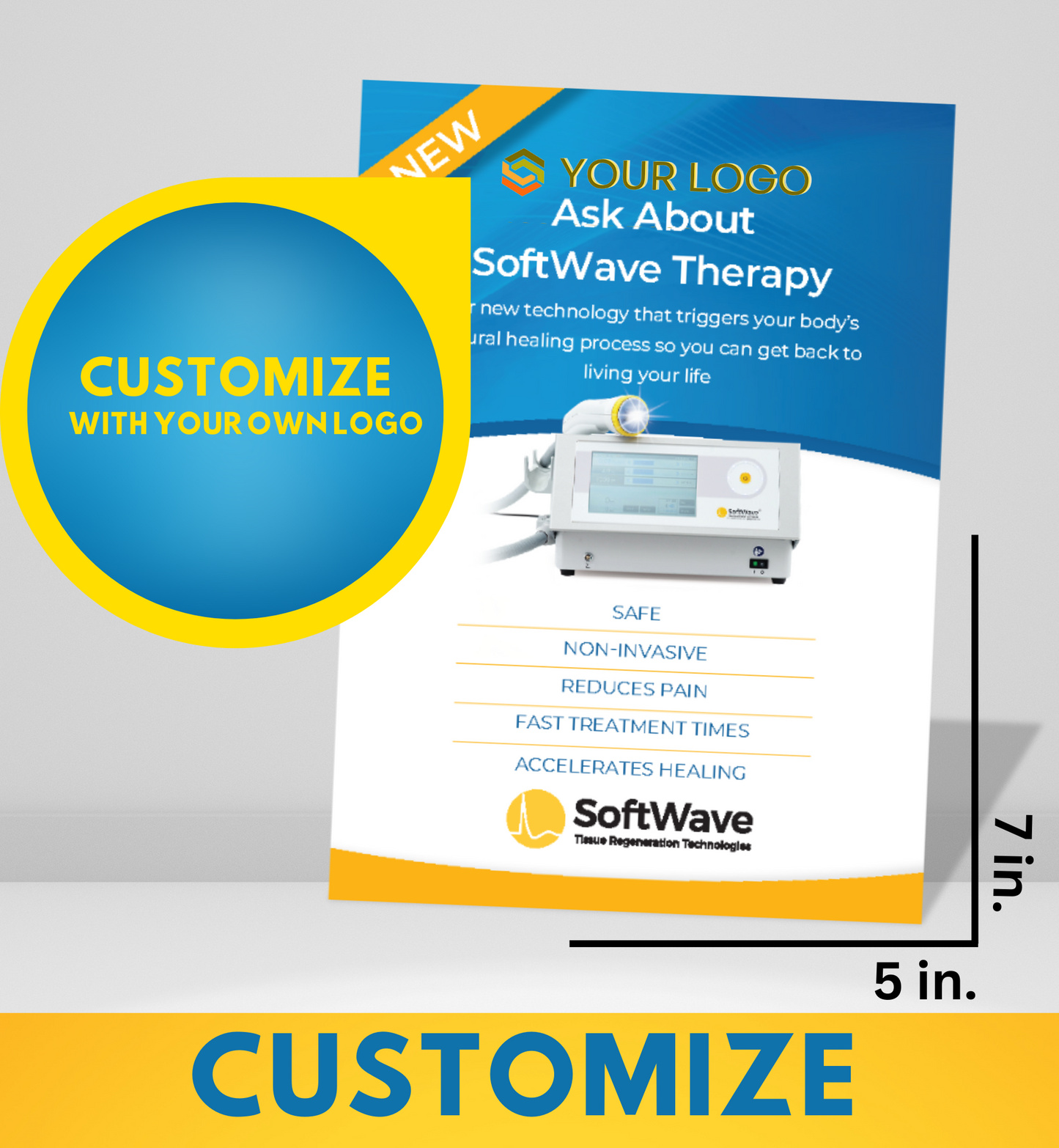 7" x 5" Custom SoftWave Postcard: Ask About SoftWave Technology (Design 8-Customizable)