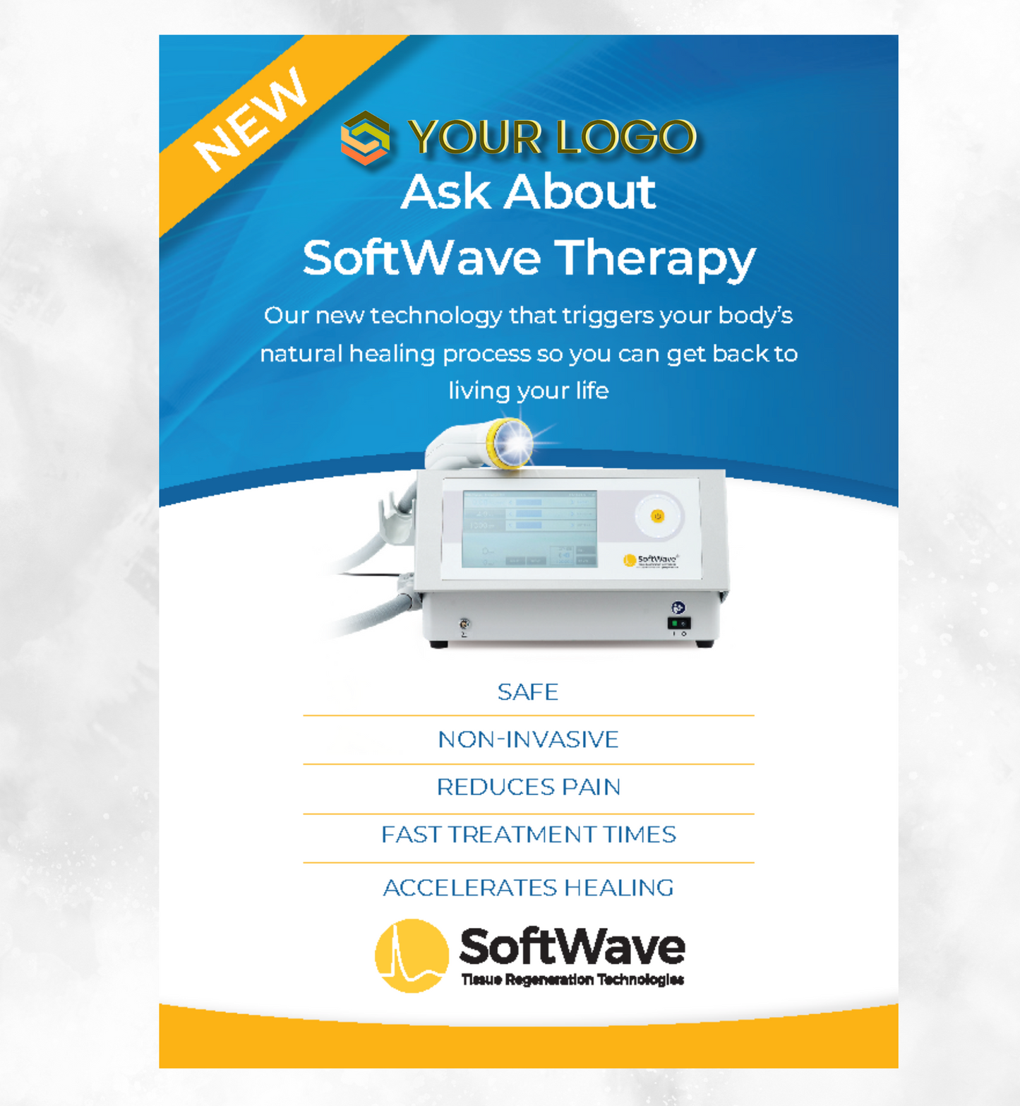 7" x 5" Custom SoftWave Postcard: Ask About SoftWave Technology (Design 8-Customizable)