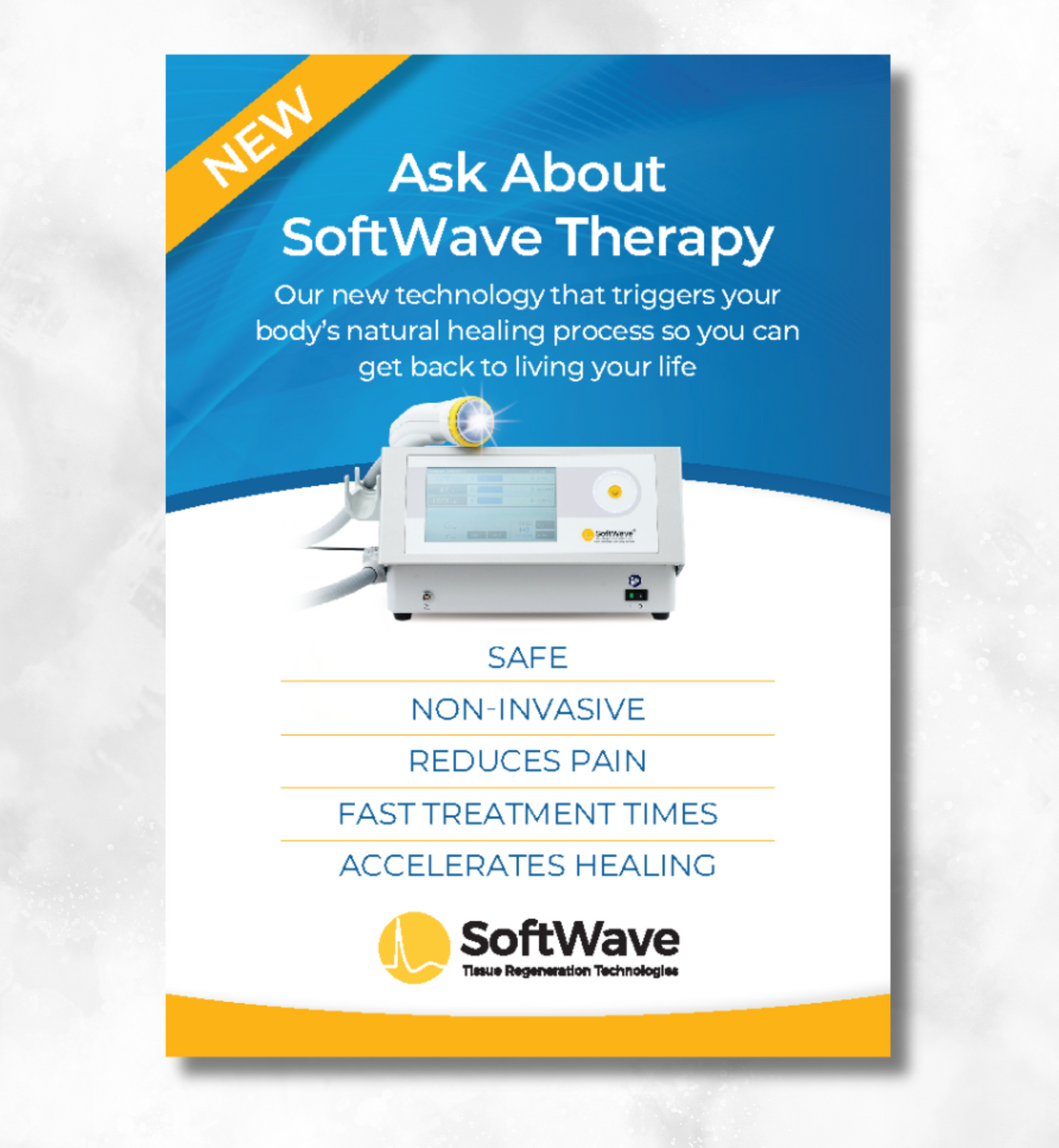 7" x 5" SoftWave Postcard: Ask About SoftWave Technology (Design 8)