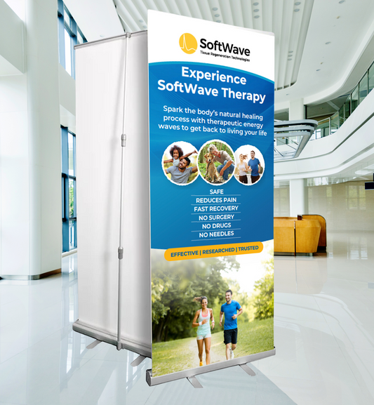 34" x 81" SoftWave Retractable Banner: Experience Softwave (Design 3)