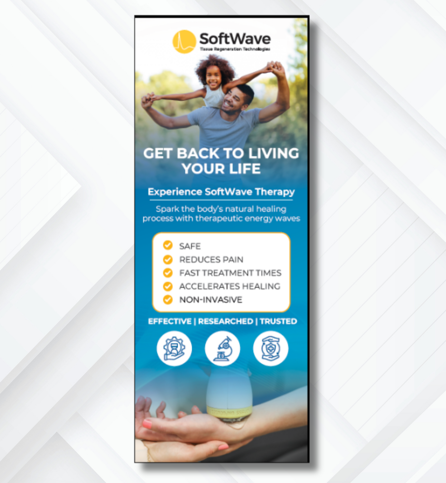 34" x 81" SoftWave Retractable Banner: Get Back to Living (Design 2)