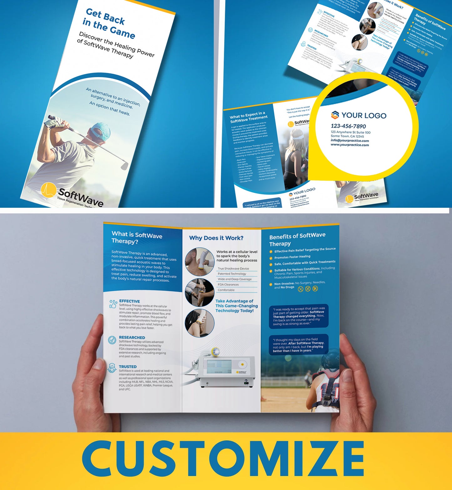 8.5" x 11" Custom Softwave Trifold Brochure: Get Back in the Game