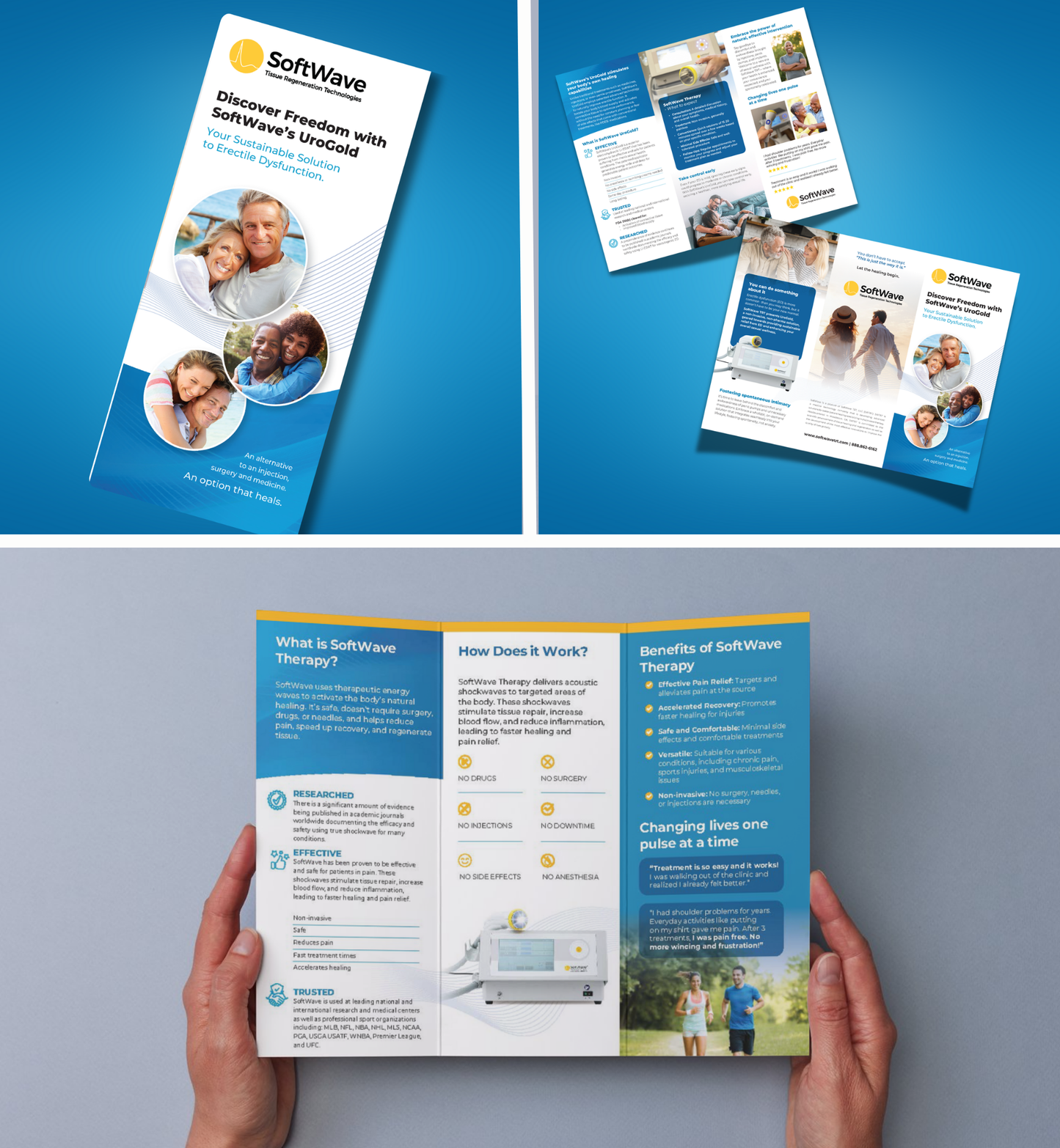 8.5" x 11" SoftWave Trifold Brochure: Discover Freedom with SoftWave UroGold